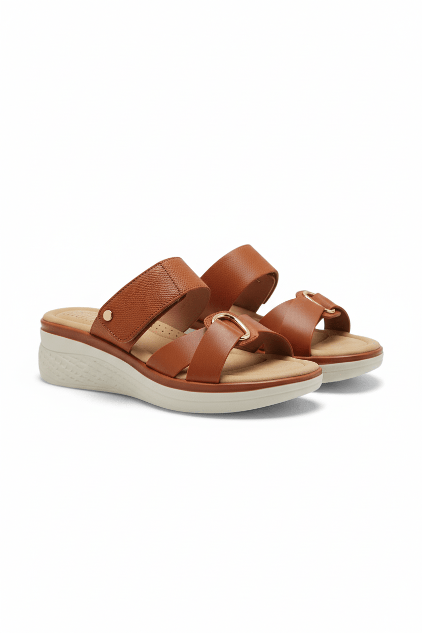 Sandalias Camel Cuña 14671 Doble Correa Slip On Casual de mujer Zoé Brand Costa Rica