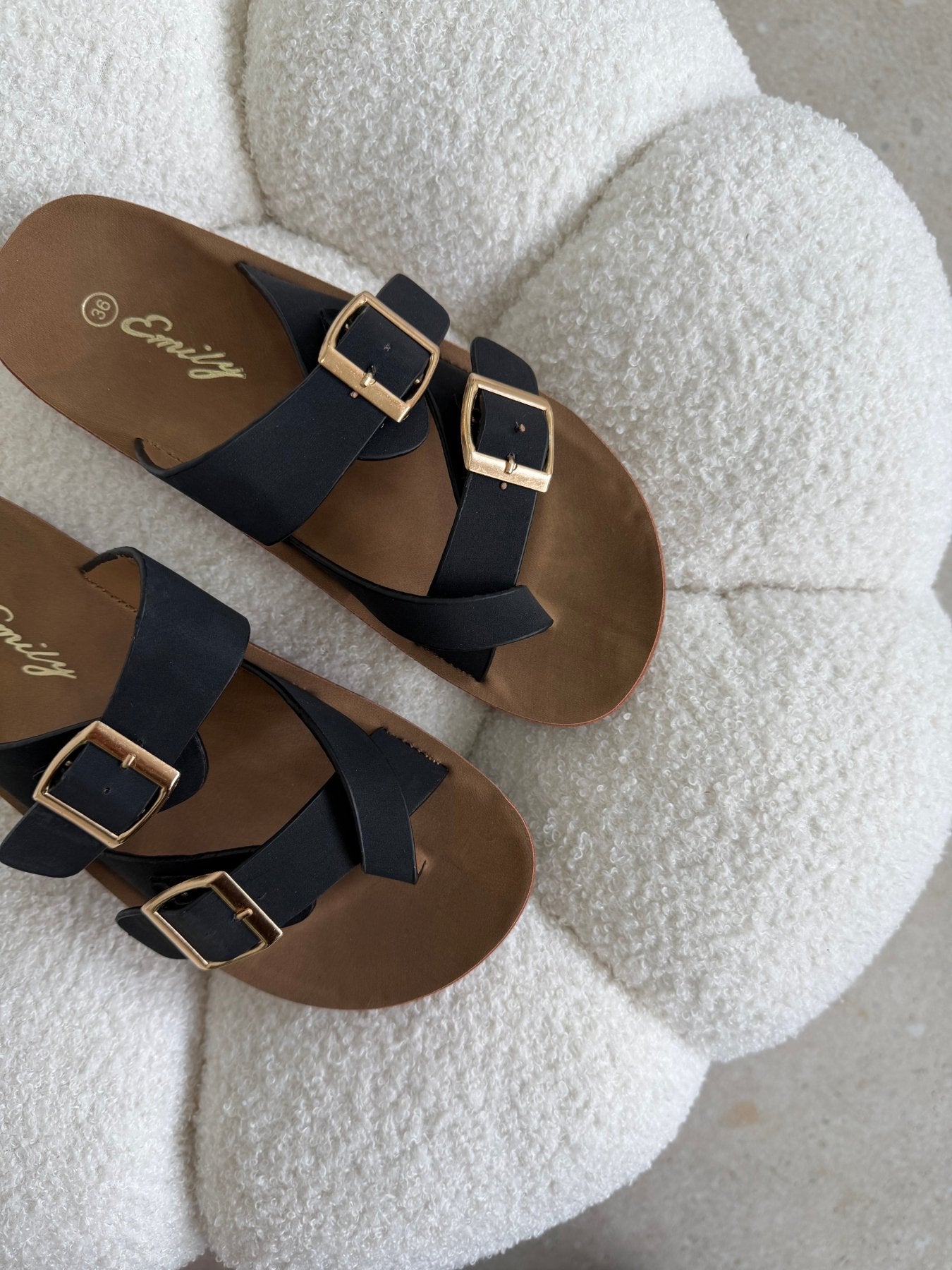 Sandalias Negro Plataforma Flat 14802 Doble Correa Hebillas Casual de mujer Zoé Brand Costa Rica