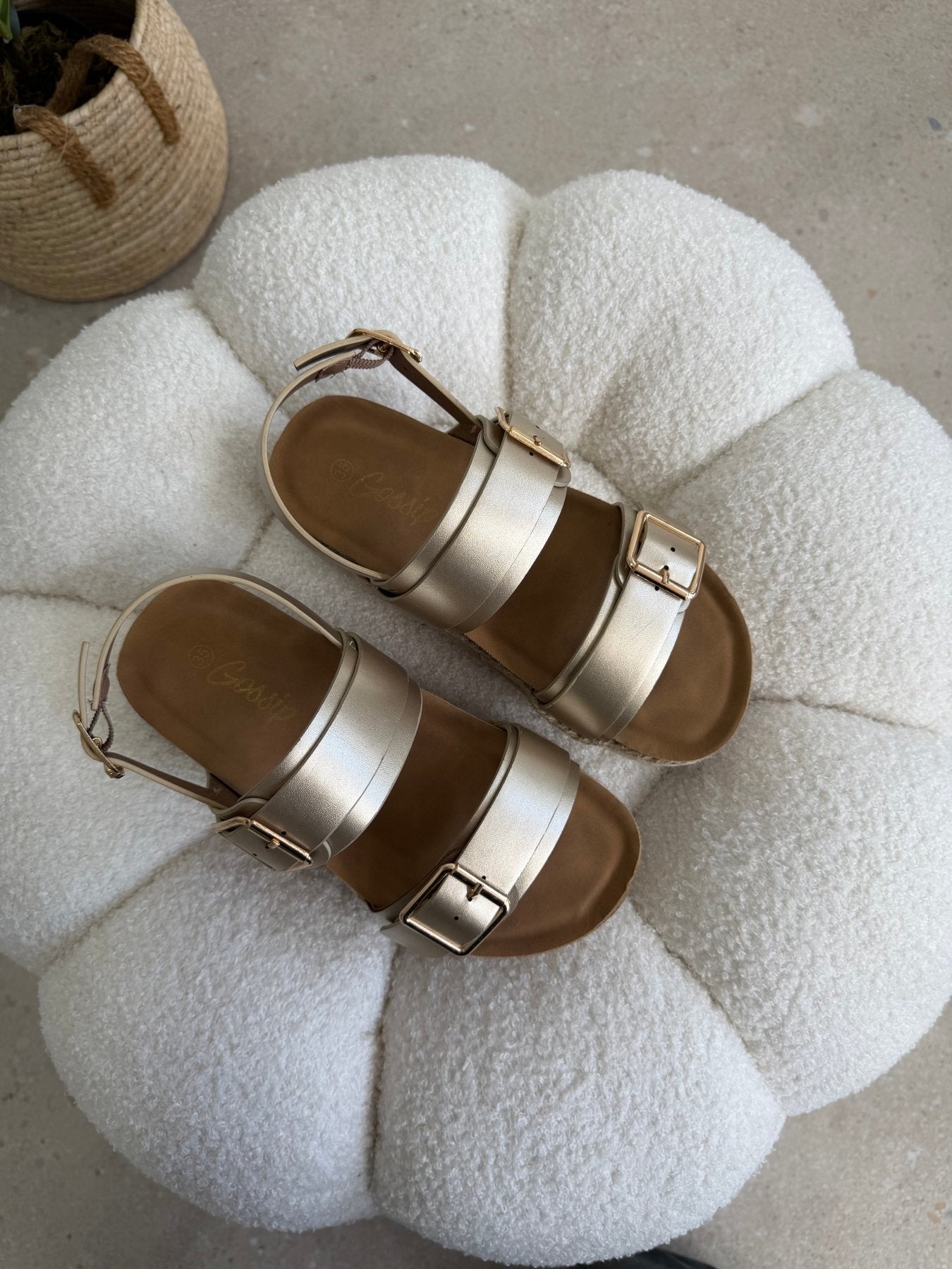 Sandalias Dorado Yute Plataforma 14809 Doble Correa Hebillas Casual de mujer Zoé Brand Costa Rica
