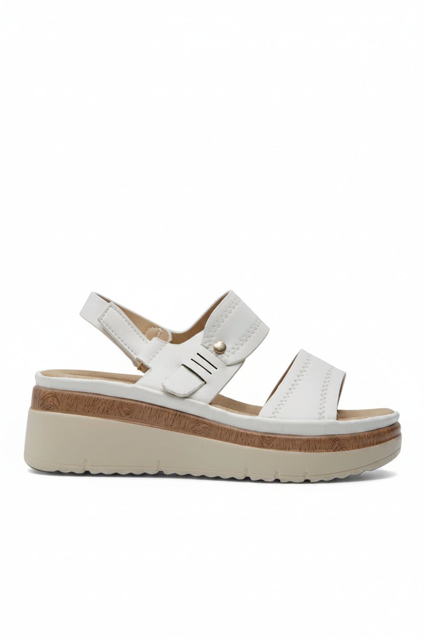 Sandalias Blanco Cuña 14824 Velcro Casual de mujer Zoé Brand Costa Rica