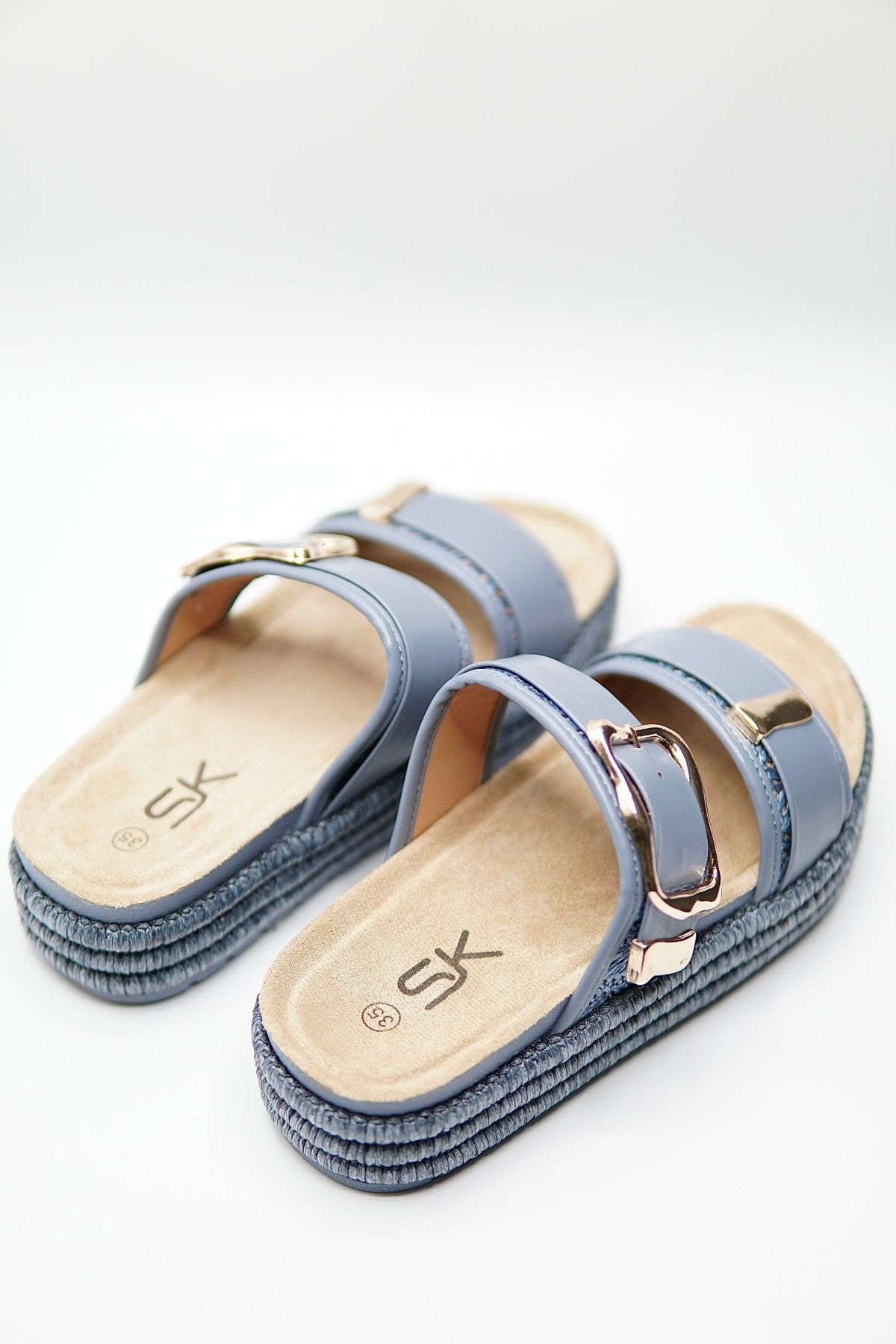 Sandalias Azul Yute Plataforma 14869 Doble Correa Hebillas Casual de mujer Zoé Brand Costa Rica