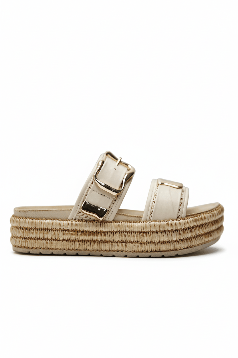 Sandalias Blanco Yute Plataforma 14870 Doble Correa Hebillas Casual de mujer Zoé Brand Costa Rica