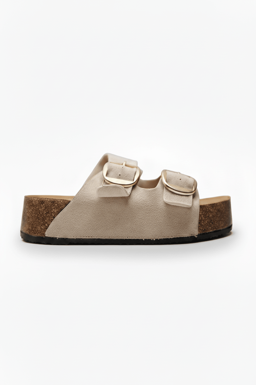 Sandalias Beige Gamuza 14873 Doble Correa Hebillas Casual de mujer Zoé Brand Costa Rica