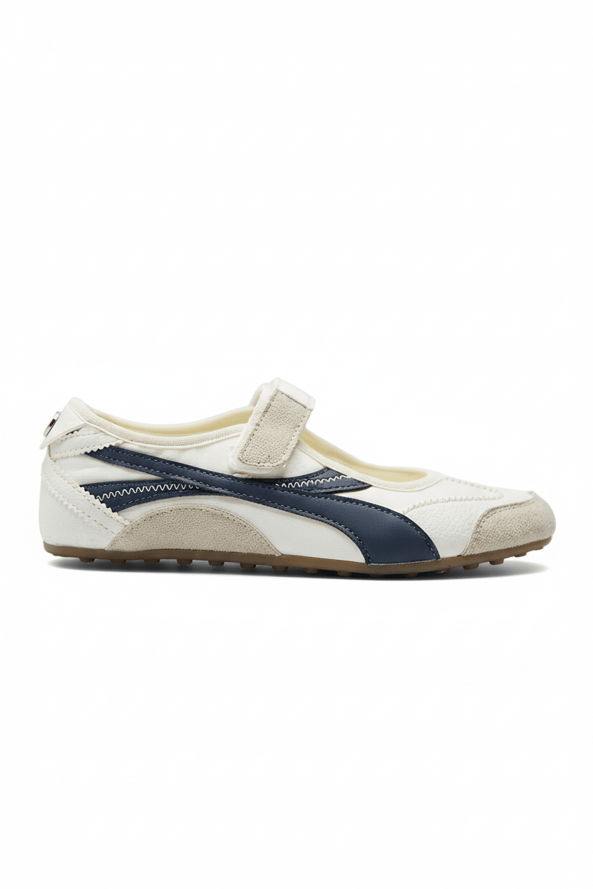 Tenis Blanco Azul Marino Gamuza 14819 Velcro Mary Jane Casual de mujer Zoé Brand Costa Rica