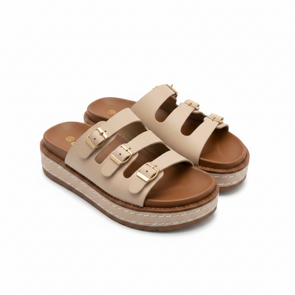 Sandalias Beige Tan Plataforma 15143 Hebilla de mujer Costa Rica