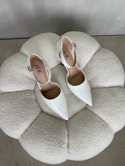 Tacones Blanco Charol 15015 Hebilla Stiletos Ejecutivo Zoé Brand Costa Rica