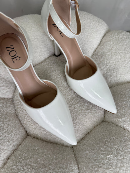 Tacones Blanco Charol 15015 Hebilla Stiletos Ejecutivo Zoé Brand Costa Rica