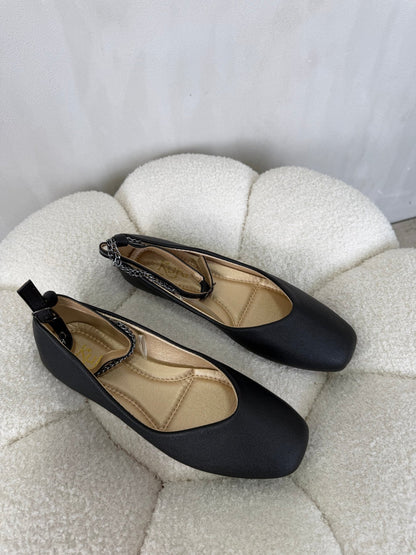 Bailarinas Negro 15033 Correa Tobillera Brillos Casual Zoé Brand Costa Rica