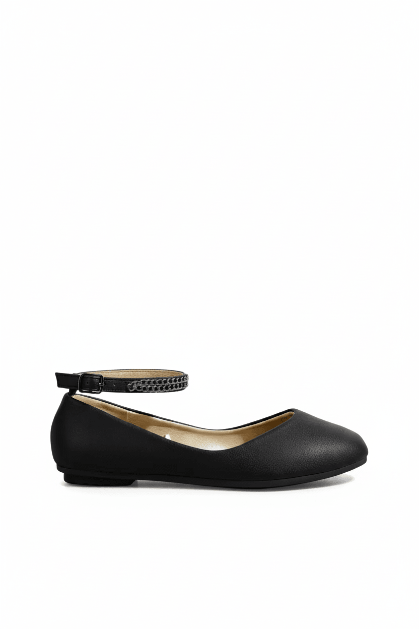 Bailarinas Negro 15033 Correa Tobillera Brillos Casual Zoé Brand Costa Rica