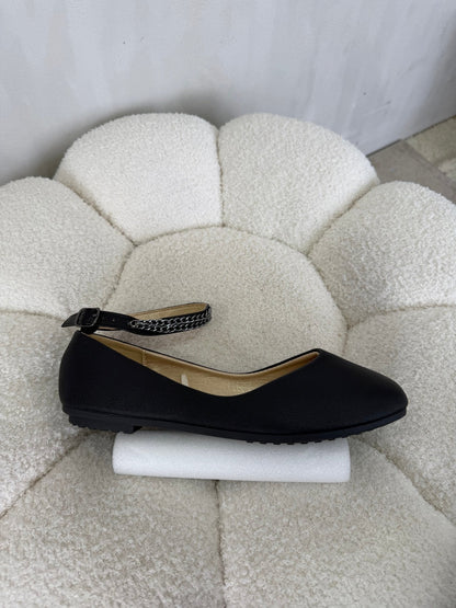 Bailarinas Negro 15033 Correa Tobillera Brillos Casual Zoé Brand Costa Rica