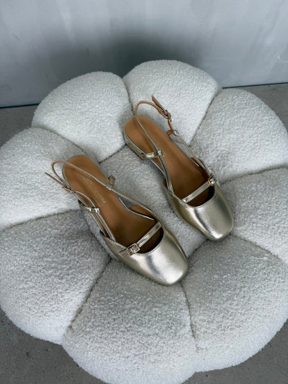 Bailarinas Dorado Metálico 15042 Mary Jane Slingback Hebilla Casual Zoé Brand Costa Rica