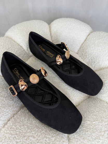 Bailarinas Negro Gamuza 15046 Mary Jane Casual Zoé Brand Costa Rica