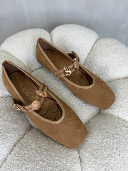 Bailarinas Camel Gamuza 15048 Mary Jane Casual Zoé Brand Costa Rica