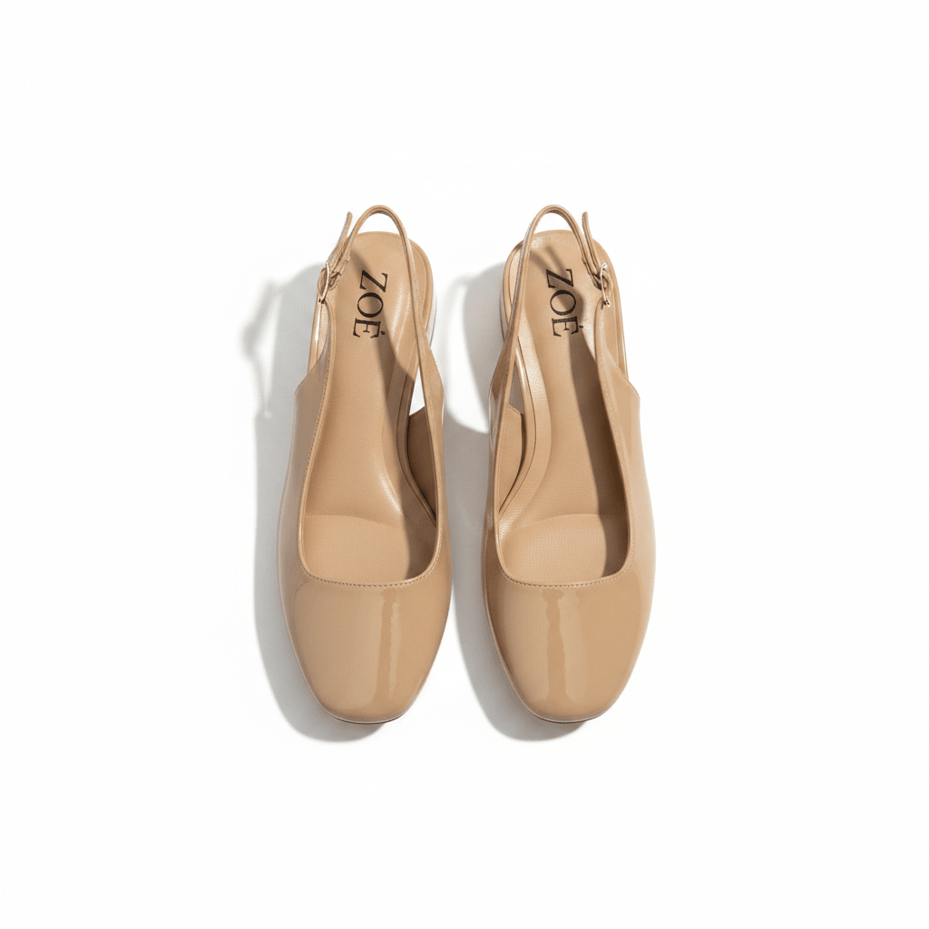 Bailarinas Beige Charol 15077 Tacón Bajo Slingback de mujer Zoé Brand Costa Rica - ZOÉ BRAND 2026 bailarinas beige