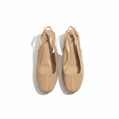Bailarinas Beige Charol 15077 Tacón Bajo Slingback de mujer Zoé Brand Costa Rica - ZOÉ BRAND 2026 bailarinas beige