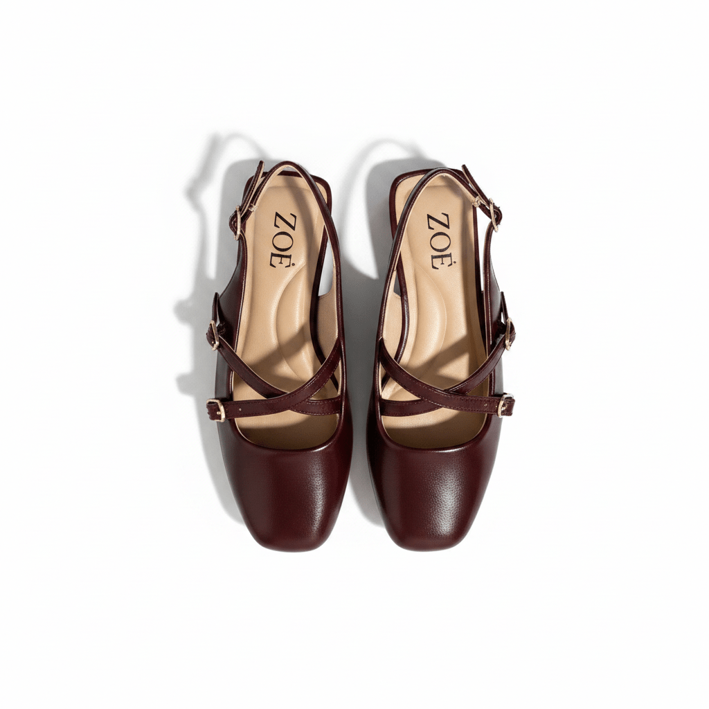 Bailarinas Burgundy 15075 Hebilla Slingback Tacón Bajo de mujer Zoé Brand Costa Rica - ZOÉ BRAND 2026 bailarinas burgundy