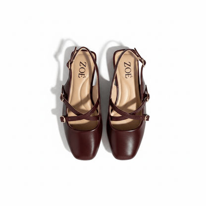 Bailarinas Burgundy 15075 Hebilla Slingback Tacón Bajo de mujer Zoé Brand Costa Rica - ZOÉ BRAND 2026 bailarinas burgundy