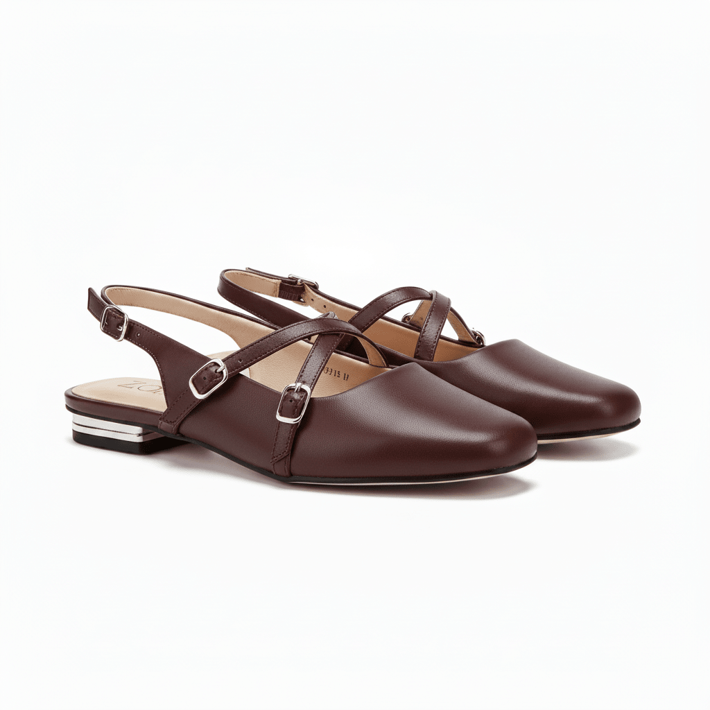 Bailarinas Burgundy 15075 Hebilla Slingback Tacón Bajo de mujer Zoé Brand Costa Rica - ZOÉ BRAND 2026 bailarinas burgundy