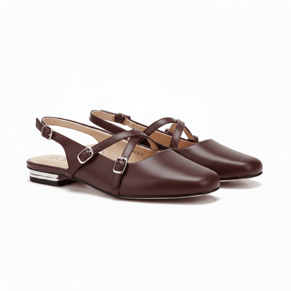 Bailarinas Burgundy 15075 Hebilla Slingback Tacón Bajo de mujer Zoé Brand Costa Rica - ZOÉ BRAND 2026 bailarinas burgundy