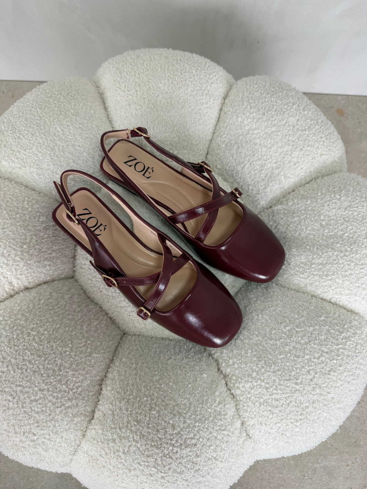 Bailarinas Burgundy 15075 Hebilla Slingback Tacón Bajo de mujer Zoé Brand Costa Rica - ZOÉ BRAND 2026 bailarinas burgundy