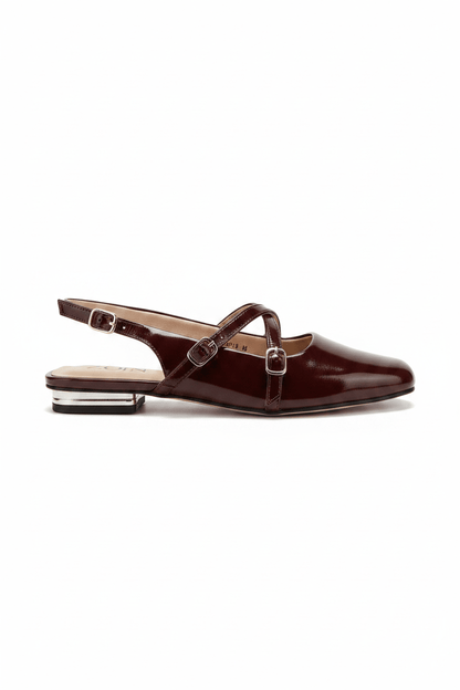 Bailarinas Burgundy 15075 Hebilla Slingback Tacón Bajo de mujer Zoé Brand Costa Rica - ZOÉ BRAND 2026 bailarinas burgundy
