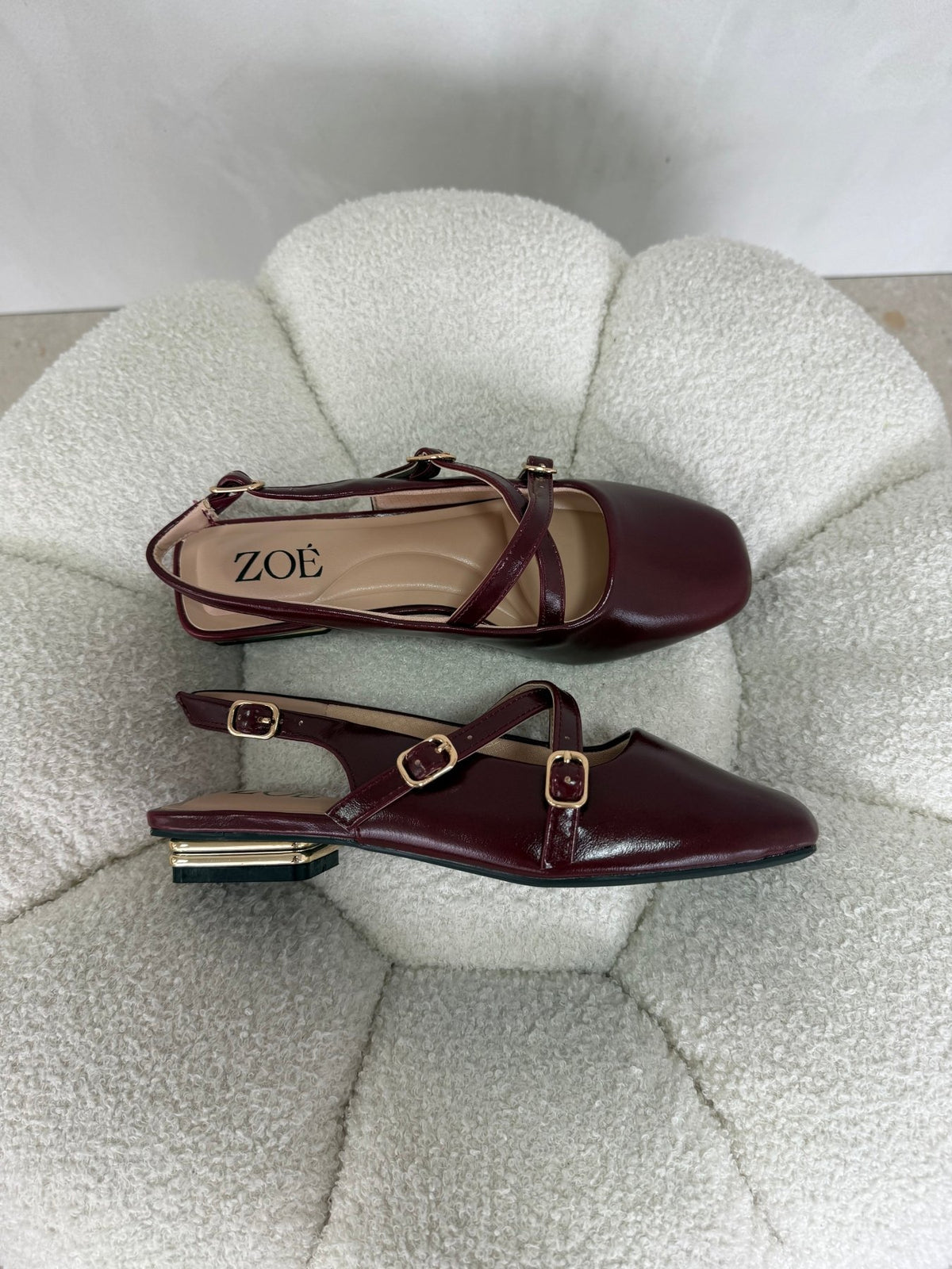 Bailarinas Burgundy 15075 Hebilla Slingback Tacón Bajo de mujer Zoé Brand Costa Rica - ZOÉ BRAND 2026 bailarinas burgundy