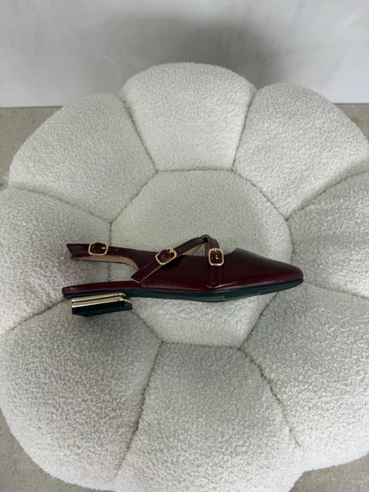 Bailarinas Burgundy 15075 Hebilla Slingback Tacón Bajo de mujer Zoé Brand Costa Rica - ZOÉ BRAND 2026 bailarinas burgundy