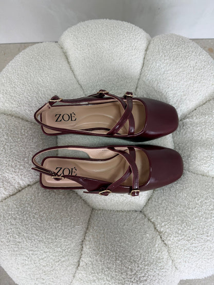 Bailarinas Burgundy 15075 Hebilla Slingback Tacón Bajo de mujer Zoé Brand Costa Rica - ZOÉ BRAND 2026 bailarinas burgundy