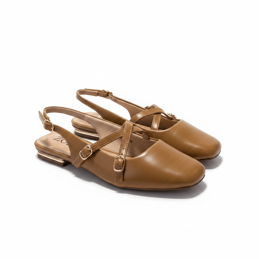 Bailarinas Camel 15074 Hebilla Slingback Tacón Bajo de mujer Zoé Brand Costa Rica - ZOÉ BRAND 2026 bailarinas charol