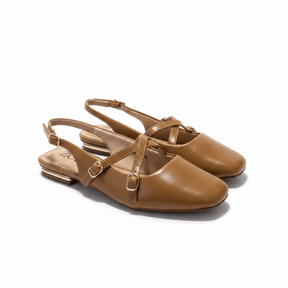 Bailarinas Camel 15074 Hebilla Slingback Tacón Bajo de mujer Zoé Brand Costa Rica - ZOÉ BRAND 2026 bailarinas charol