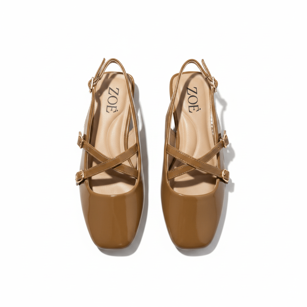 Bailarinas Camel 15074 Hebilla Slingback Tacón Bajo de mujer Zoé Brand Costa Rica - ZOÉ BRAND 2026 bailarinas charol