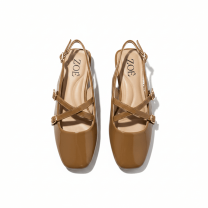 Bailarinas Camel 15074 Hebilla Slingback Tacón Bajo de mujer Zoé Brand Costa Rica - ZOÉ BRAND 2026 bailarinas charol