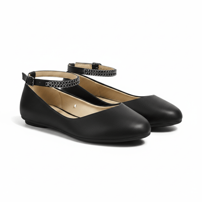 Bailarinas Negro 15033 Correa Tobillera Brillos Casual Zoé Brand Costa Rica - ZOÉ BRAND 2026 bailarinas BLACK