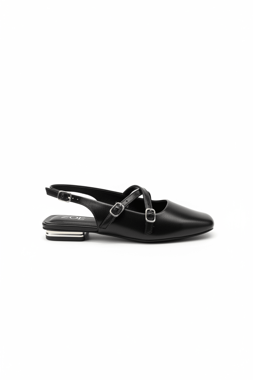 Bailarinas Negro 15073 Hebilla Slingback Tacón Bajo de mujer Zoé Brand Costa Rica - ZOÉ BRAND 2026 bailarinas BLACK