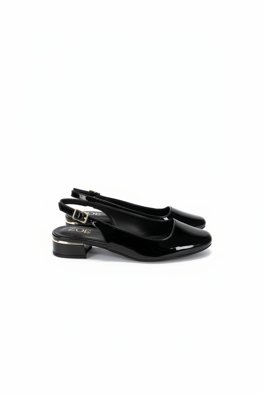 Bailarinas Negro Charol 15076 Tacón Bajo Slingback de mujer Zoé Brand Costa Rica - ZOÉ BRAND 2026 bailarinas BLACK