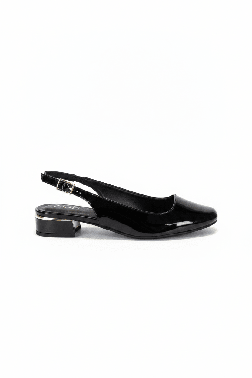Bailarinas Negro Charol 15076 Tacón Bajo Slingback de mujer Zoé Brand Costa Rica - ZOÉ BRAND 2026 bailarinas BLACK
