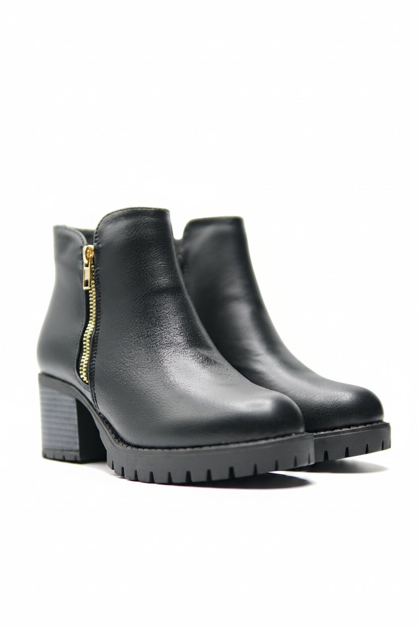 Botines Negro Plataforma 14834 Zipper Casual de mujer Zoé Brand Costa Rica
