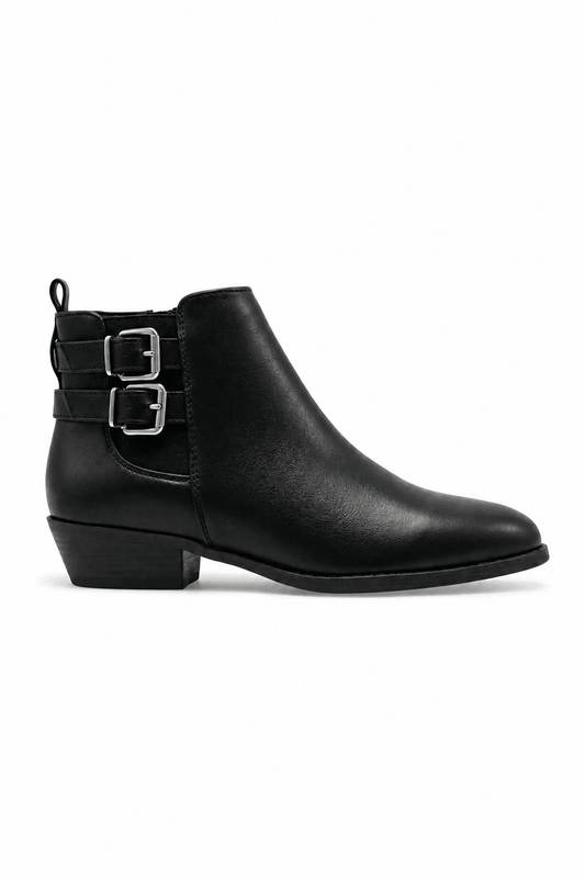 Botines Negros 14304 Zipper con Hebillas Casual de mujer Zoé Brand Costa Rica - ZOÉ BRAND 2025 BLACK botines