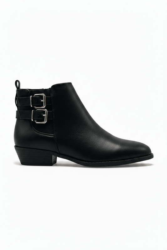 Botines Negros 14304 Zipper con Hebillas Casual de mujer Zoé Brand Costa Rica - ZOÉ BRAND 2025 BLACK botines