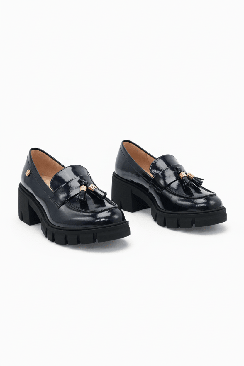 Mocasines Negro Charol 14545 Chunky Borlas Ejecutivo de mujer Zoé Brand Costa Rica