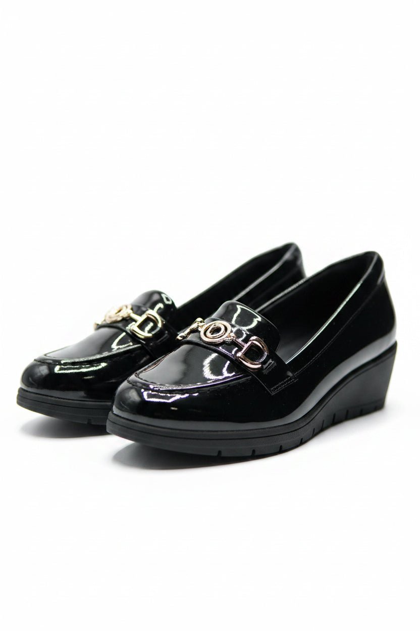 Mocasines Negro Charol Cuña 14789 Casual de mujer Zoé Brand Costa Rica