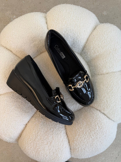 Mocasines Negro Charol Cuña 14789 Casual de mujer Zoé Brand Costa Rica