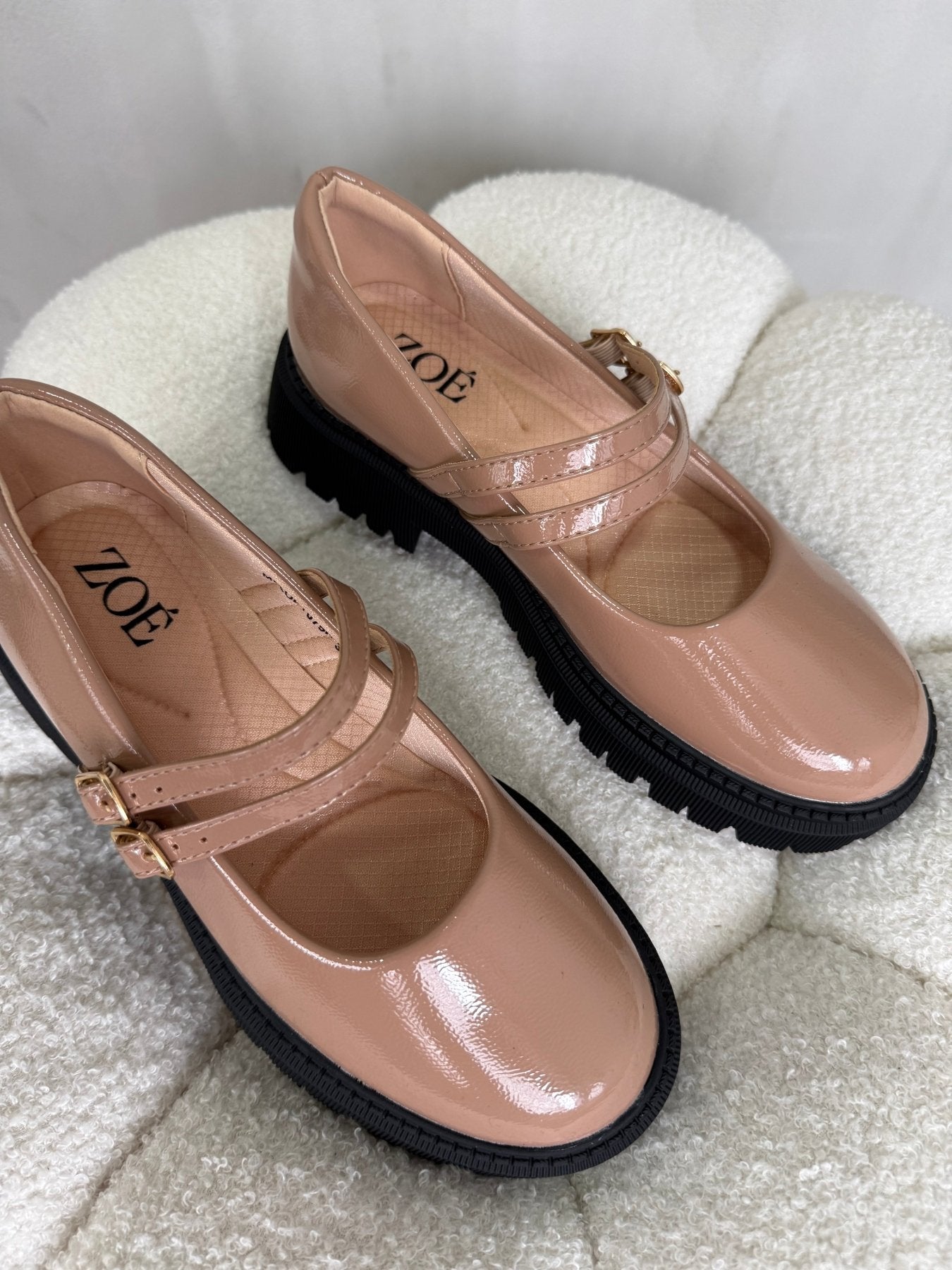 Mocasines Nude Charol Plataforma 15024 Doble Correa Mary Jane Ejecutivo Zoé Brand Costa Rica