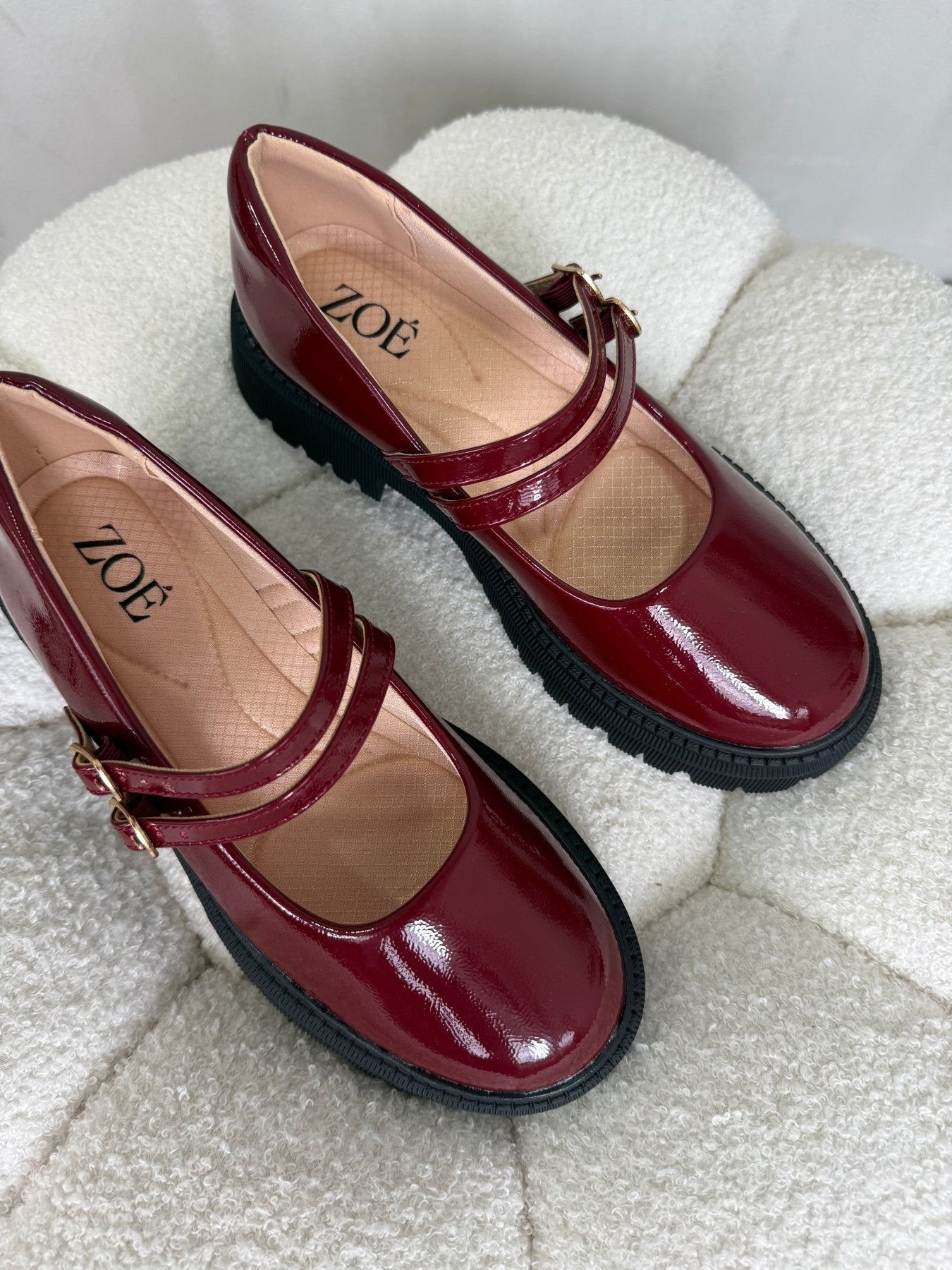 Mocasines Burdeos Charol Plataforma 15026 Doble Correa Mary Jane Ejecutivo Zoé Brand Costa Rica