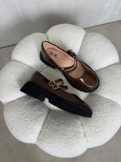 Mocasines Café Charol Plataforma 15027 Doble Correa Mary Jane Ejecutivo Zoé Brand Costa Rica