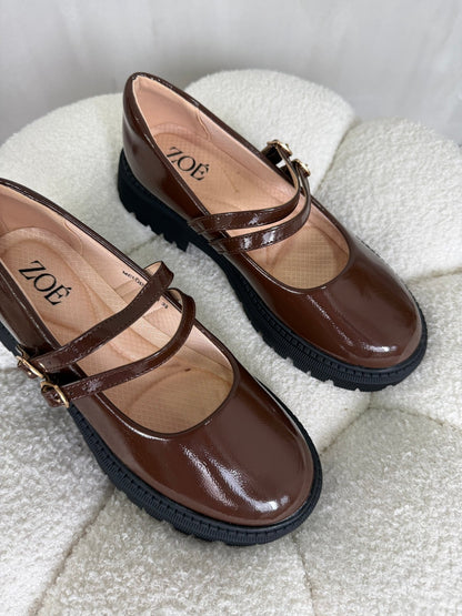 Mocasines Café Charol Plataforma 15027 Doble Correa Mary Jane Ejecutivo Zoé Brand Costa Rica