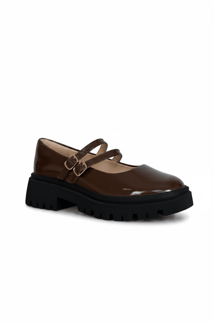 Mocasines Café Charol Plataforma 15027 Doble Correa Mary Jane Ejecutivo Zoé Brand Costa Rica