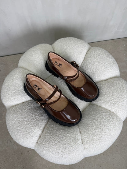 Mocasines Café Charol Plataforma 15027 Doble Correa Mary Jane Ejecutivo Zoé Brand Costa Rica