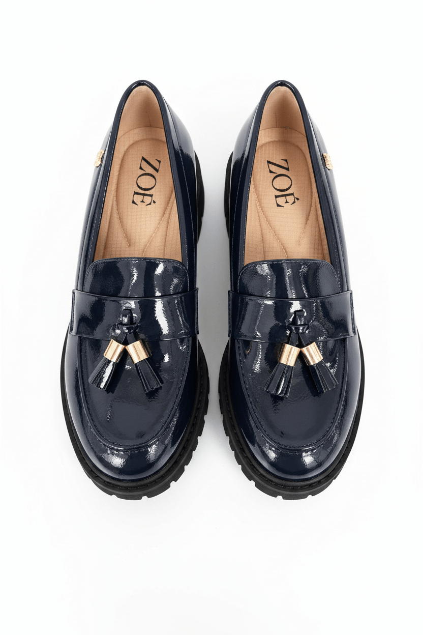 Mocasines Navy 14547 Chunky Borlas Ejecutivo de mujer Zoé Brand Costa Rica