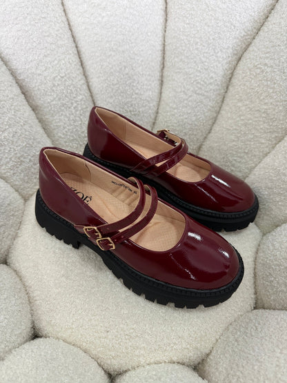 Mocasines Burdeos Charol Plataforma 15026 Doble Correa Mary Jane Ejecutivo Zoé Brand Costa Rica - ZOÉ BRAND 2026 burgundy charol